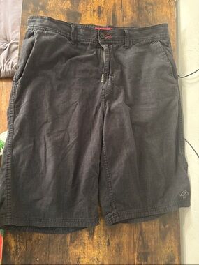 Lrg Black Corduroy Flat Front Shorts